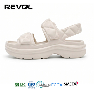 <span class=keywords><strong>Sandali</strong></span> Donna con Zeppa Alta e Cinturini Trapuntati, Simpatici <span class=keywords><strong>Sandali</strong></span> <span class=keywords><strong>Beige</strong></span> Stile Dad con Suola Morbida e Spessa, Scarpe Estive da Spiaggia per Camminare - Product Image 2