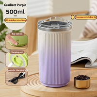 Mug auto-mélangeur automatique en acier inoxydable 316, couleur dégradée personnalisée, 500 ml, portable, rechargeable, avec couvercle, pour café, logo, mariage