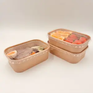 Riciclabile rettangolo eco-friendly scatola di cibo contenitore di carta insalata Bento Box per asporto