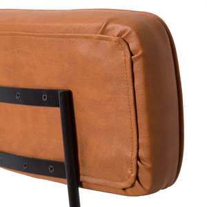 Tabouret de bar en cuir marron de style industriel de luxe avec structure en métal noir et siège rembourré confortable, chaise de comptoir moderne - Product Image 6