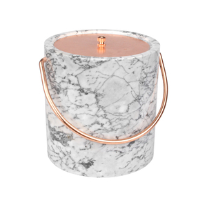 ตู้แช่ไวน์หินอ่อนสีขาวเทาพร้อมฝาปิดและหูจับโลหะ - Product Image 1