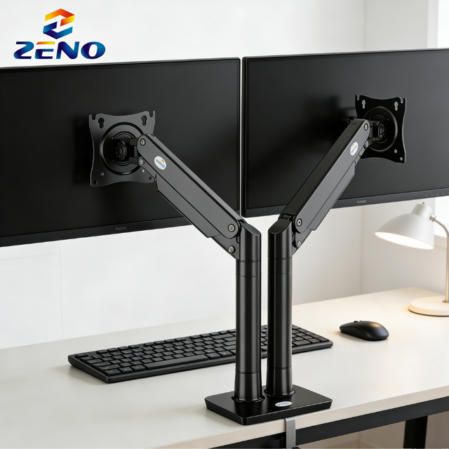 Heavy Duty Dual Monitor Stand Load 15KG 32 Inch Screen VESA 75x75/100x100 Adjustable Tilt & Rotation Gas Spring Monitor Arm
