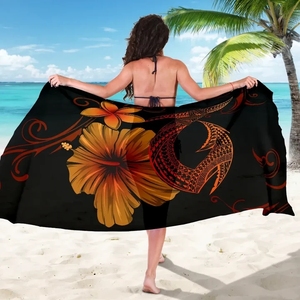 Haiwaii amo da pesca ibisco Plumeria stampa polinesiana da spiaggia Sarong costume da bagno da donna coprente Sarong <span class=keywords><strong>Pareo</strong></span> gonna da spiaggia - Product Image 2
