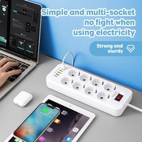 Multiprise industrielle et domestique de qualité européenne avec protection contre les surtensions, câble de 2m/3m/5m, 4 ports USB, 1 port USB Type-C, IP22