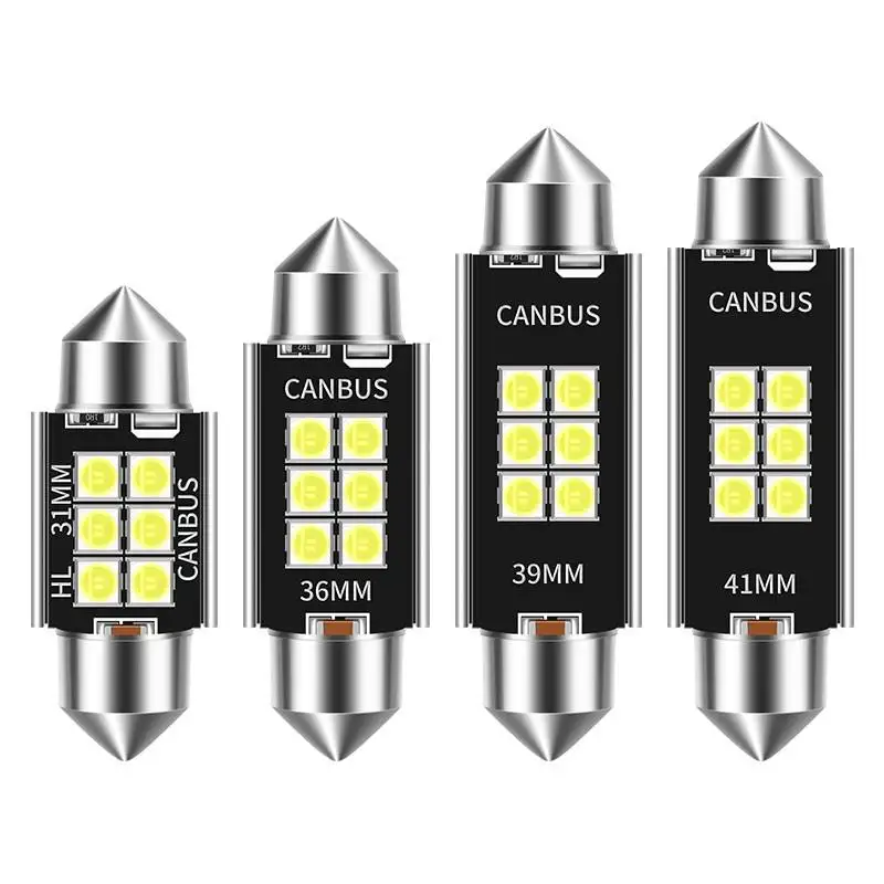 Super Brilhante 3030 6SMD 31MM 3175 36mm 39mm 41mm Branco Canbus Erro Livre LED Lâmpadas Festoon para Luzes Interior do Carro License Plate