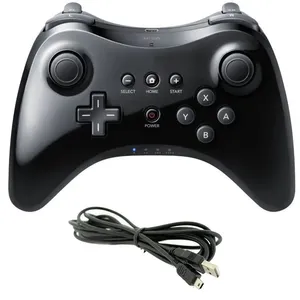 ワイヤレスクラシックプロコントローラージョイスティックゲームパッドforNintendo Wii U Pro with USB Cable Game Joypad for Wii