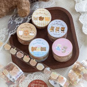 1 rollo de cinta adhesiva de la serie Bear's Dream Melodies, pegatinas decorativas reutilizables con temática de oso para manualidades - Product Image 1