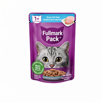 Sachet Doypack Personnalisé pour Aliments pour Chats à Base de Poisson Marin, pour Marques d'Aliments pour Animaux Adultes avec Conception d'Emballage Imprimée sur Mesure