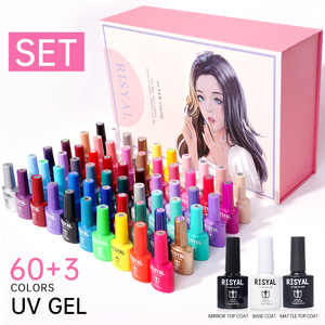 Ensemble de vernis à ongles en gel de 63 pièces, kit de vernis à ongles en gel, base coat, finition brillante et mate, vernis à ongles en gel, collection vert, bleu, <span class=keywords><strong>rouge</strong></span>, rose - Product Image 2