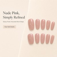 K791 Kaixin – Faux ongles à presser, rose nude transparent, longueur moyenne, forme squoval, brillants, couvrance totale, réutilisables