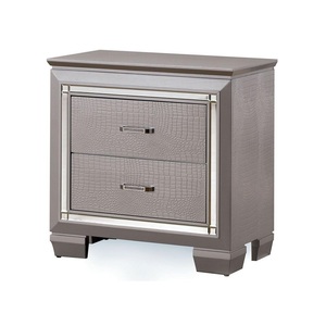 Table de chevet contemporaine en argent avec éclairage LED, tiroir à queue de pie, meuble de chambre à coucher - Product Image 4