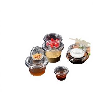 ฝาปิดถ้วยซอสพลาสติกแบบใช้แล้วทิ้ง ดีไซน์โลโก้/กราฟิกสไตล์จีนใหม่ รูปทรงปิดผนึกแบบชิ้นเดียว ขนาดเล็ก สำหรับใส่ซอสปรุงรส ซอสพริก - Product Image 1