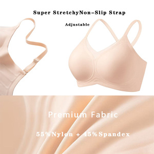Precio de fábrica OEM al por mayor: Sujetador de gel inalámbrico sin costuras de talla grande para mujer, con cuello en V de malla transparente y tirantes cruzados en la espalda. - Product Image 4