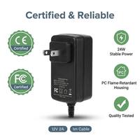 Adaptateur secteur MEIQI 12V 2A 24W DC - Certifié CE FCC ROHS - Prise secteur pour PC portable, éclairage LED, produits électroniques