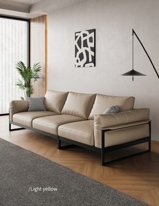 Sofás de Cuero para Sala de Estar Estilo Nórdico, Sofá Recto Doble/Triple Minimalista Italiano para el Hogar, Lujoso Estilo Nórdico - Product Image 5