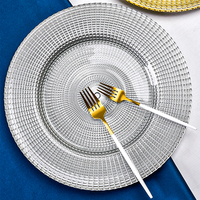 Assiettes de présentation en verre créatives, électroplaquées, faites à la main, style classique, pour la vente en gros