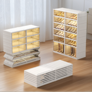 6-слойный складной прозрачный пылезащитный акриловый органайзер для обуви с возможностью штабелирования и нанесением логотипа на заказ - Product Image 1