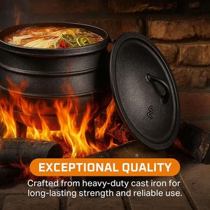 <span class=keywords><strong>Olla</strong></span> <span class=keywords><strong>de</strong></span> <span class=keywords><strong>hierro</strong></span> fundido sin recubrimiento personalizada para exteriores, <span class=keywords><strong>de</strong></span> gran capacidad, estilo sudafricano, con trípode <span class=keywords><strong>de</strong></span> <span class=keywords><strong>hierro</strong></span> para cocinar guisos al aire libre en fogatas. - Product Image 4