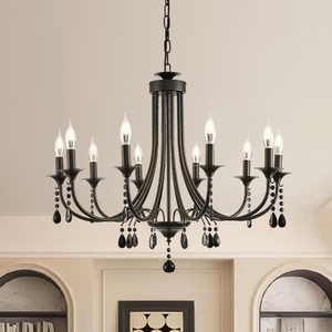 Candelabro de vela clásico mate negro hierro país cabaña techo Industrial accesorio de iluminación colgante - Product Image 3