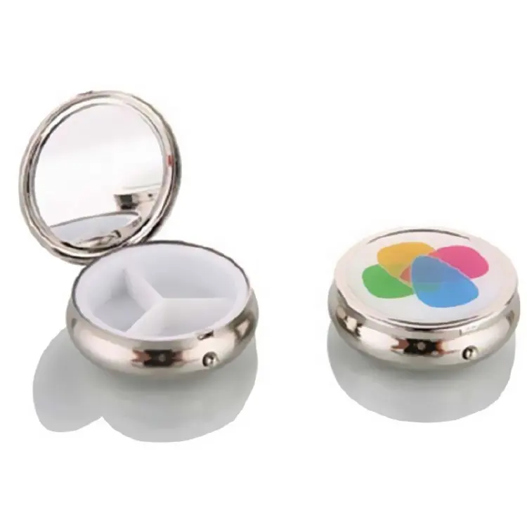 Round Shaped Mirror Compact/Metal Pill Box/Pocket Pill Box