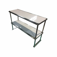 Table de travail en acier inoxydable pour cuisine commerciale OEM ODM, étagère certifiée NSF, robuste, à 2 niveaux, avec revêtement ignifuge