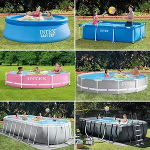 Piscine gonflable rectangulaire <span class=keywords><strong>INTEX</strong></span> pour enfants avec cadre en PVC, pompe filtrante, échelle, pour jardin familial, sports aquatiques en plein air - Product Image 4