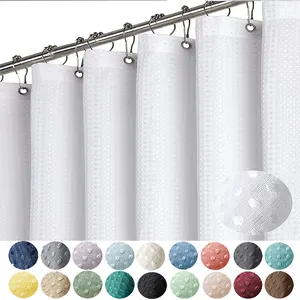 22 Colors Waffle Shower Curtain Waterproof Heavy Duty Fabric Shower Curtain Waffle Weave Hotel Quality Bathroom Shower Curtains