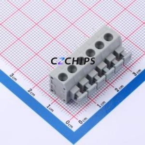 MX235-5.0-06P-GY01-Cu-A Spring Terminal Block Through hole Component (THT),P=5mm Connector 1x6P 5mm Gray Through Hole - Product Image 1