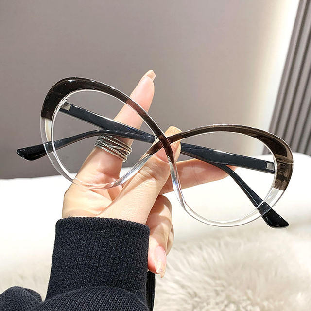 872 Custom Prescription New Optical Anti Reflective Blue Light Oval Fashion Glasses Vintage Oversized Cat Eyeglasses Frame