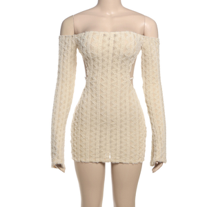 Abito sexy da donna in maglia nuova moda primavera a <span class=keywords><strong>maniche</strong></span> <span class=keywords><strong>lunghe</strong></span> senza schienale in tinta unita abito casual - Product Image 4