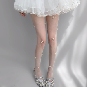 Lolita Bow Rhinestone Pantyhose 15D Sheer Women's <b>Tights</b> For Spring Summer Fashion - Product Image 4