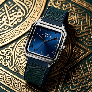 Cinturino in Nylon con Velcro, Orologio da Polso Originale SABR Quadrato da Uomo Nero con Numeri Arabi, Movimento al Quarzo in Lega, Confezione Regalo con Batteria - Product Image 4