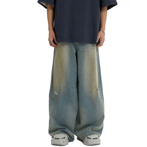Jeans Anchos de Alta Calidad para Hombre, Estilo Y2K, Pierna Recta, Lavado Desgastado, Tallas Grandes, Estilo Hip Hop Urbano - Product Image 3