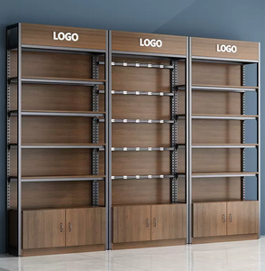 Espositore da parete in legno con ripiani regolabili rack in legno per il negozio al dettaglio stile alla moda - Product Image 1