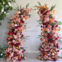 Arco Floral de Lujo Color Borgoña para Bodas, Arco de Flores de Seda para Decoración de Eventos y Fiestas