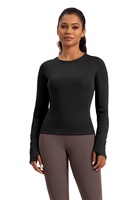 Umweltfreundliches Lyocell Nachhaltiges Merino-Woll-Damen-Sportshirt in 6 Farben Atmungsaktiv Schlanke Passform Weich Rundhals Yoga Langarm