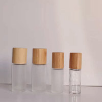 10ml 15ml 30ML 50ML 1 oz Clair Blanc Givré Déodorant Verre Rouleau Sur La Bouteille Avec Couvercle En Bambou
