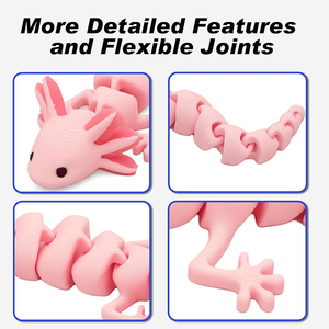 Animaux axolotls imprimés en 3D avec articulations flexibles, cadeau d'anniversaire, jouets de bureau, décoration de la maison, jouets anti-stress - Product Image 3