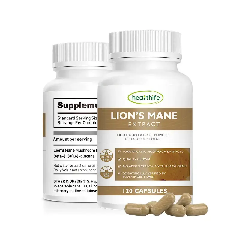 Private Label Suplemento Lions Juba Em Pó Tablet Orgânica Juba De Leão Cápsulas 500 mg Cápsulas Cogumelo Leões Juba