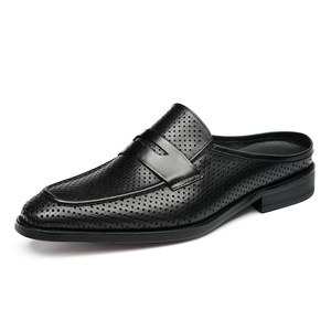 Mules d'été décontractées pour hommes en cuir véritable perforé respirant à bout fermé - Product Image 5