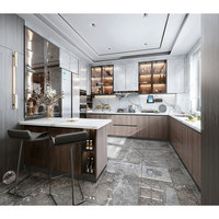 Meubles de cuisine modernes de luxe en bois massif, étanches, avec placards de rangement intégrés, conçus par des fabricants spécialisés en menuiserie et menuiserie de précision.
