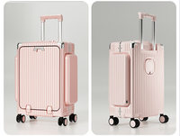 Valise à roulettes multifonctionnelle Koowo 2026 à 4 roues avec poche avant, porte-gobelet, support de téléphone et port USB pour le voyage