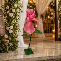 Fleur en tissu colorée faite à la main avec tige, iris géant artificiel pour hall d'hôtel, fête, centre commercial, vitrine, fleur décorative