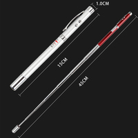 Pointeur Laser Rouge Rétractable Télescopique 5 en 1, Stylo Aimant, Lampe Torche LED et Stylo Bille avec Étui Métallique