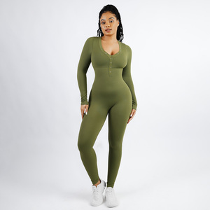 Vente en gros de nouvelles combinaisons une pièce à manches longues pour femmes sans couture barboteuses Shapers <span class=keywords><strong>combinaison</strong></span> caractéristique respirante - Product Image 1