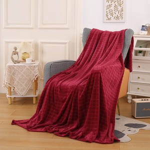 Manta de franela de poliéster 100% de punto de tamaño grande roja lavable a máquina cálida, manta a cuadros para sofá, cama de viaje para el hogar - Product Image 5