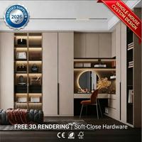 Armoire sur mesure de luxe moderne avec coiffeuse intégrée et rangement du sol au plafond pour suite parentale