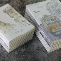 Carnet de notes portable vintage à haute valeur esthétique pour étudiants, avec motifs d'architecture européenne