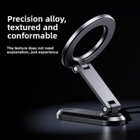 Support de téléphone magnétique pliable en alliage d'aluminium, rotation à 360°, double face, anti-tremblement, pour bureau et voiture
