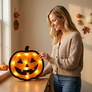 En stock, lumières LED de tête de citrouille effrayante pour <span class=keywords><strong>Halloween</strong></span>, guirlandes lumineuses, livraison rapide pour la décoration intérieure de la maison, de la fête, de la salle - Product Image 3